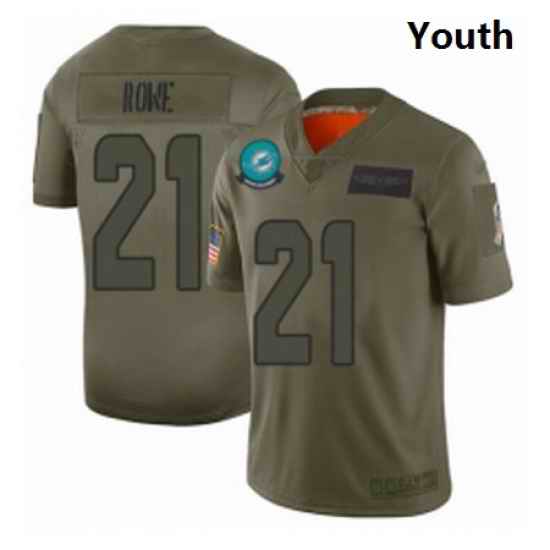 Youth Miami Dolphins 21 Eric Rowe Limited Camo 2019 Salute to Service Football Jersey